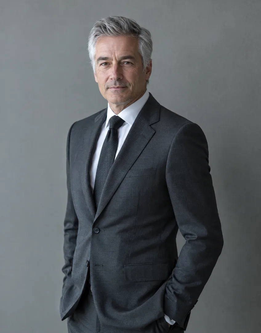 Jonathan Sable, Managing Partner: man in his fifties, grey hair, charcoal suit