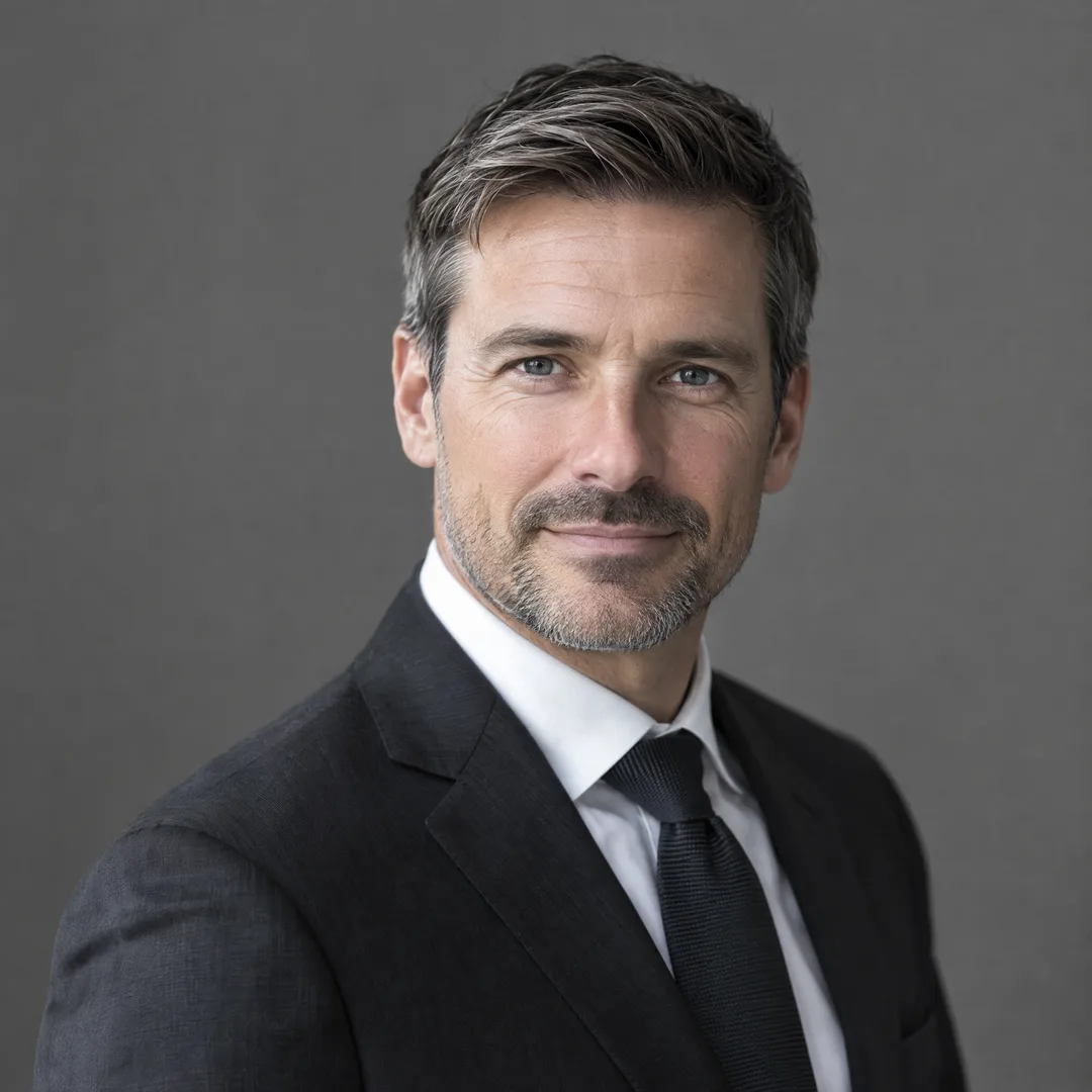 Client headshot: a man CEO in his forties
